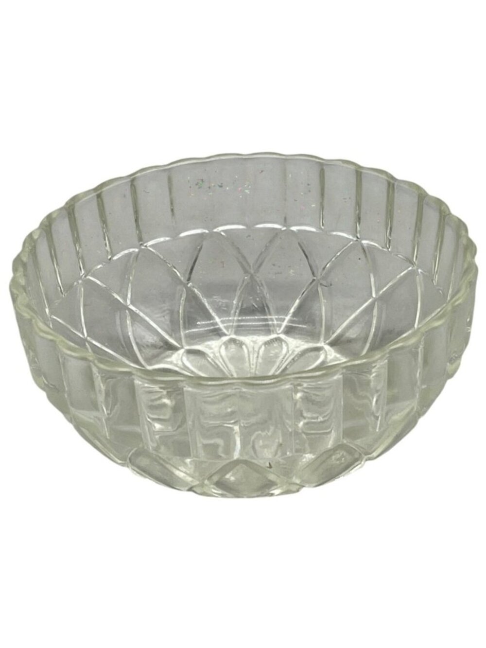 vintage candy nut bowl dish floral clear rippled 5x2" trinket dish READ